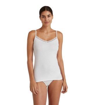 Bras & Tops Falke Top Round-neck Daily Lace Damske Biele | PMBR-78426