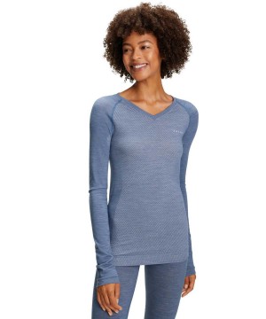 Košeľa S Dlhým Rukávom Falke Long sleeve shirt Wool-Tech Light Damske Modre | CLRY-16278