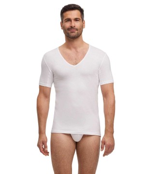 Košeľa S Krátkymi Rukávmi Falke T-Shirt V-neck Daily Climate Control Panske Biele | ERUK-69530