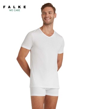 Košeľa S Krátkymi Rukávmi Falke T-Shirt V-neck Daily Natural Panske Biele | GMJO-72658