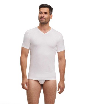 Košeľa S Krátkymi Rukávmi Falke T-Shirt V-neck Daily Climate Control Panske Biele | KJXH-90241