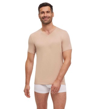 Košeľa S Krátkymi Rukávmi Falke T-Shirt V-neck Daily Climate Control Panske Hnede | OMBZ-84237
