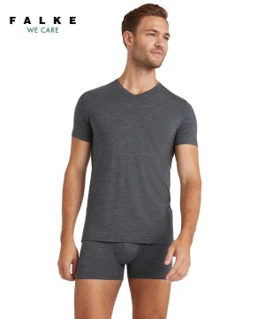 Košeľa S Krátkymi Rukávmi Falke T-Shirt V-neck Daily ClimaWool Panske Siva | ZYUG-25398
