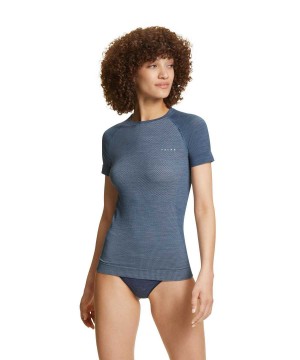 Košeľa S Krátkymi Rukávmi Falke T-Shirt Wool-Tech Light Damske Modre | ZQWR-14385