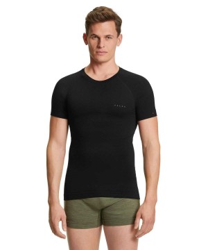 Košeľa S Krátkymi Rukávmi Falke T-Shirt Wool-Tech Light Panske Čierne | MRUV-82736